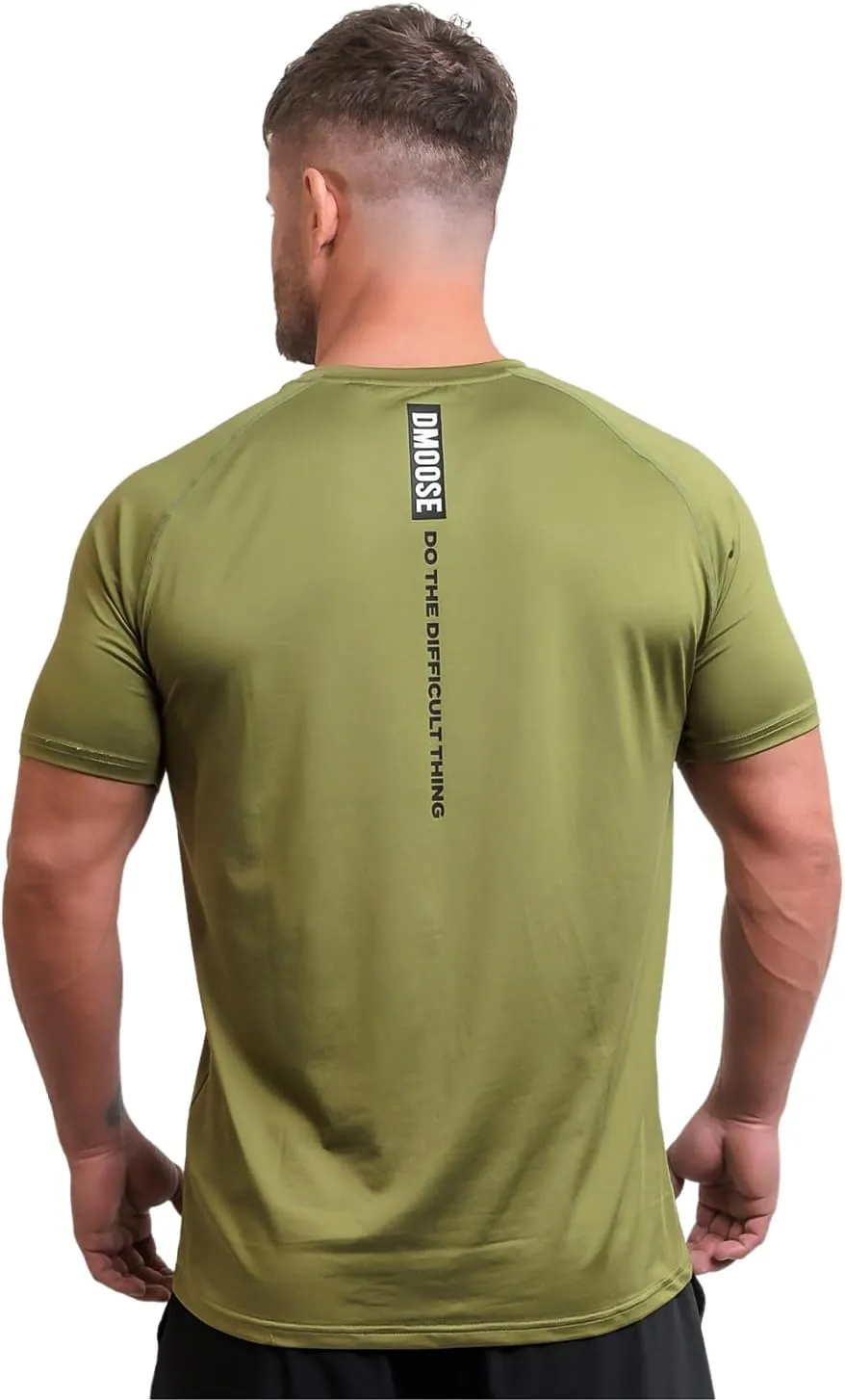 DMoose Fitness Workout Short Sleeve T Shirt - Athletic Shirt for Men - Quick Dry & Moisture Wicking Sports T Shirt