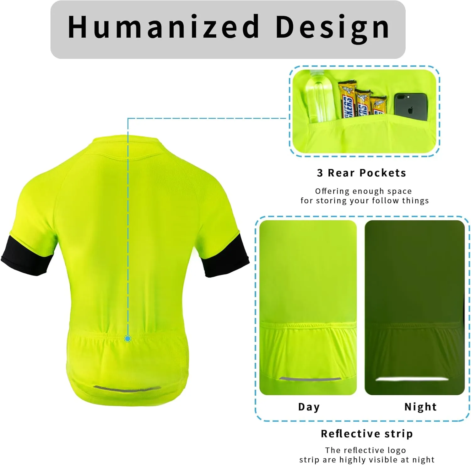 Dooy Men's Cycling Jersey Short Sleeve Bike Shirt Road Biking Shirts with Pockets, Breathable, Quick Dry