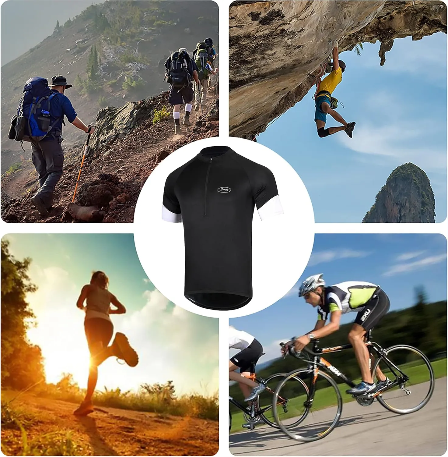 Dooy Men's Cycling Jersey Short Sleeve Bike Shirt Road Biking Shirts with Pockets, Breathable, Quick Dry