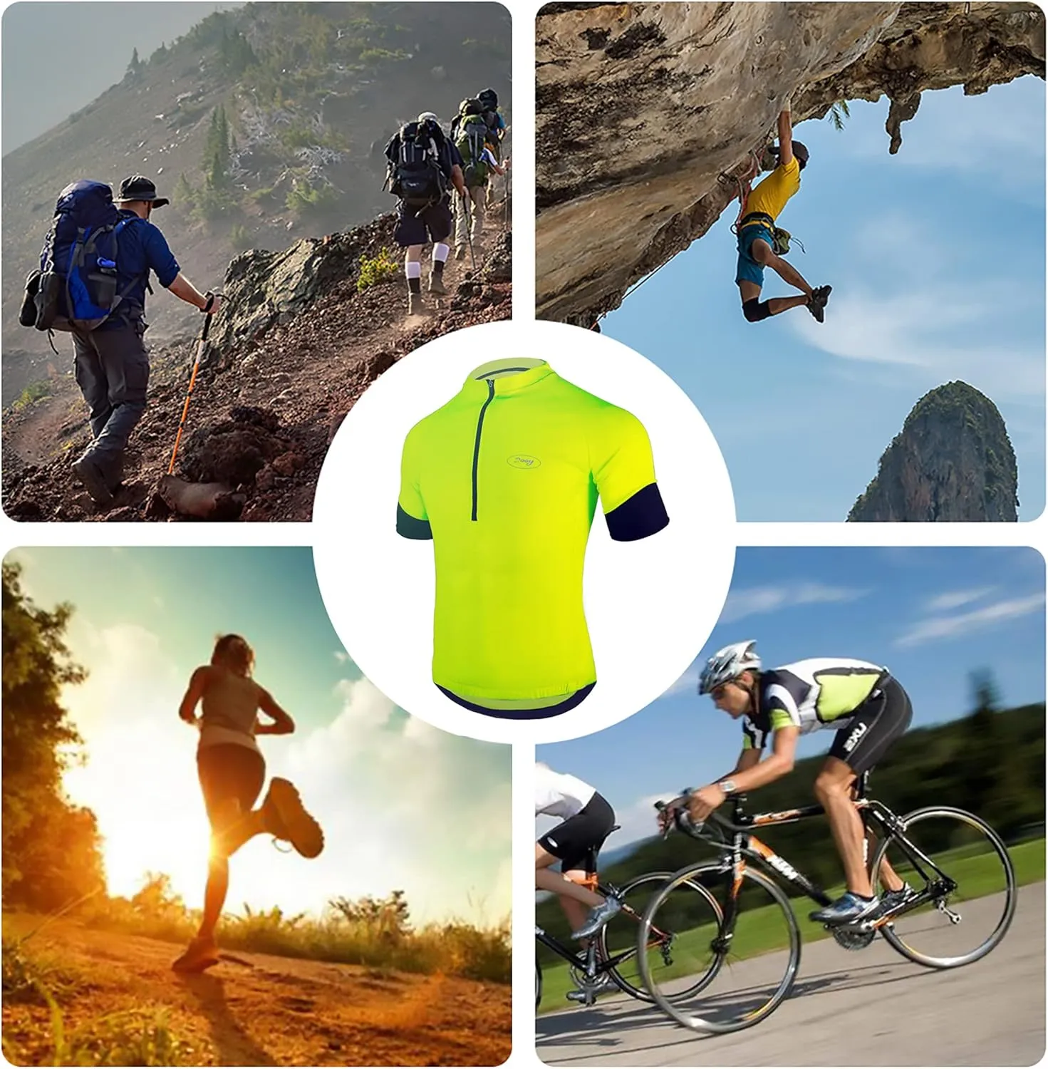 Dooy Men's Cycling Jersey Short Sleeve Bike Shirt Road Biking Shirts with Pockets, Breathable, Quick Dry