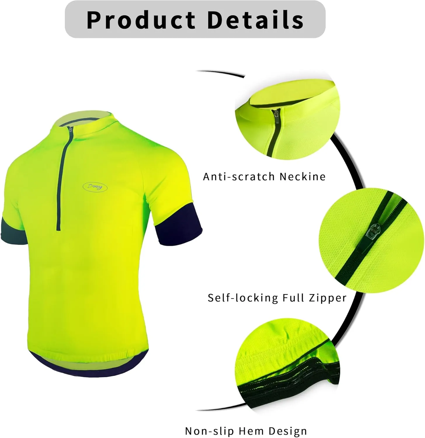 Dooy Men's Cycling Jersey Short Sleeve Bike Shirt Road Biking Shirts with Pockets, Breathable, Quick Dry