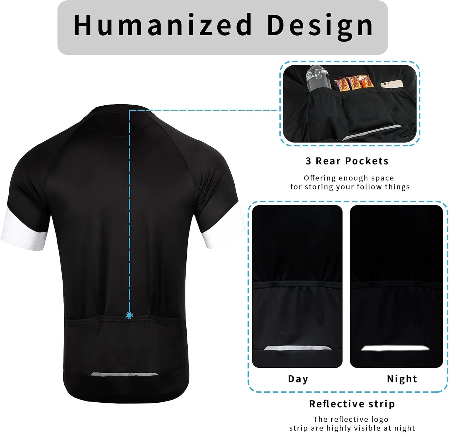 Dooy Men's Cycling Jersey Short Sleeve Bike Shirt Road Biking Shirts with Pockets, Breathable, Quick Dry