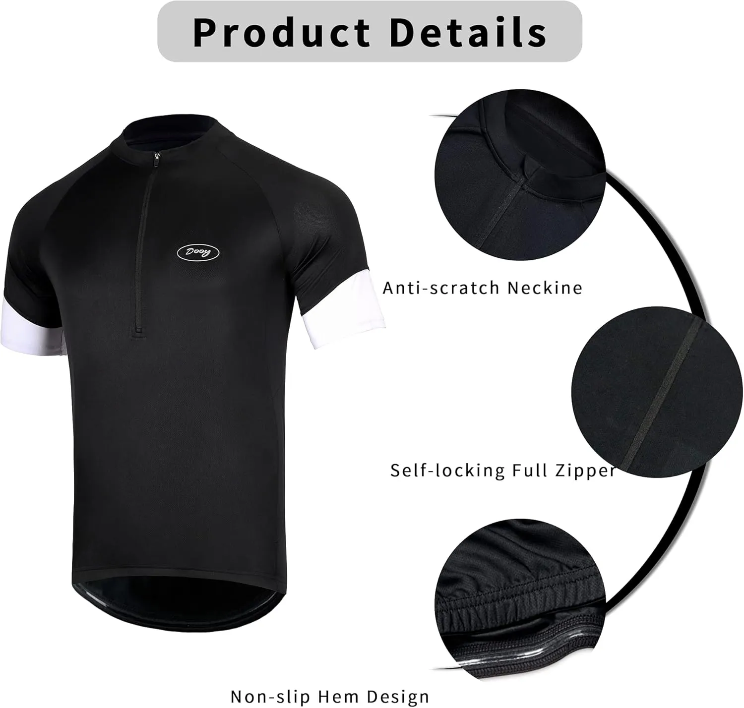 Dooy Men's Cycling Jersey Short Sleeve Bike Shirt Road Biking Shirts with Pockets, Breathable, Quick Dry