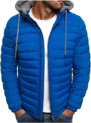 Down Jacket Men Winter Jackets Packable Lightweight Jacket Long Sleeve Zip Up Fuzzy Winter Jackets with Hood