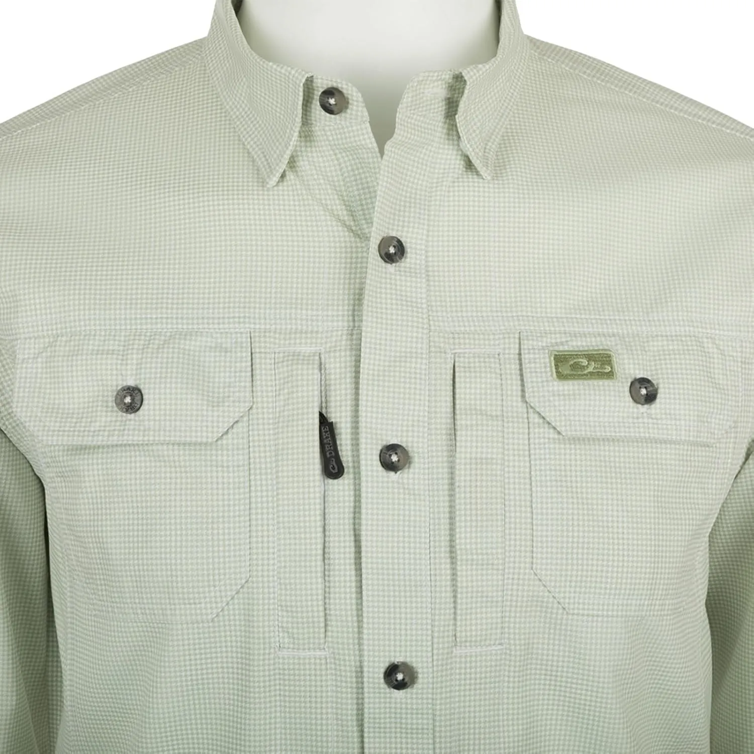 Drake Waterfowl Men's Frat Houndstooth Check Long Sleeve Moisture-Wicking Quick-Drying Button-Down Shirt