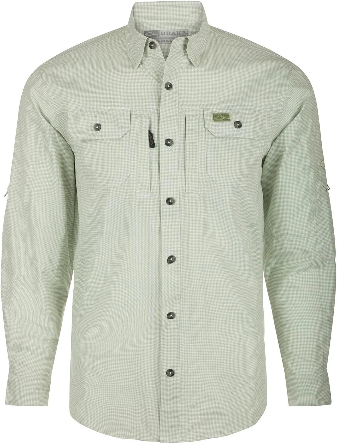 Drake Waterfowl Men's Frat Houndstooth Check Long Sleeve Moisture-Wicking Quick-Drying Button-Down Shirt