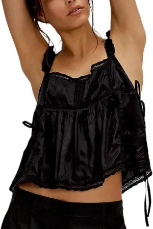 DSORVICD Women Y2k Ruffle Tank Top Coquette Lace Patchwork Tie Sleeveless Cami Top Summer Going Out Top Camisole Fairy