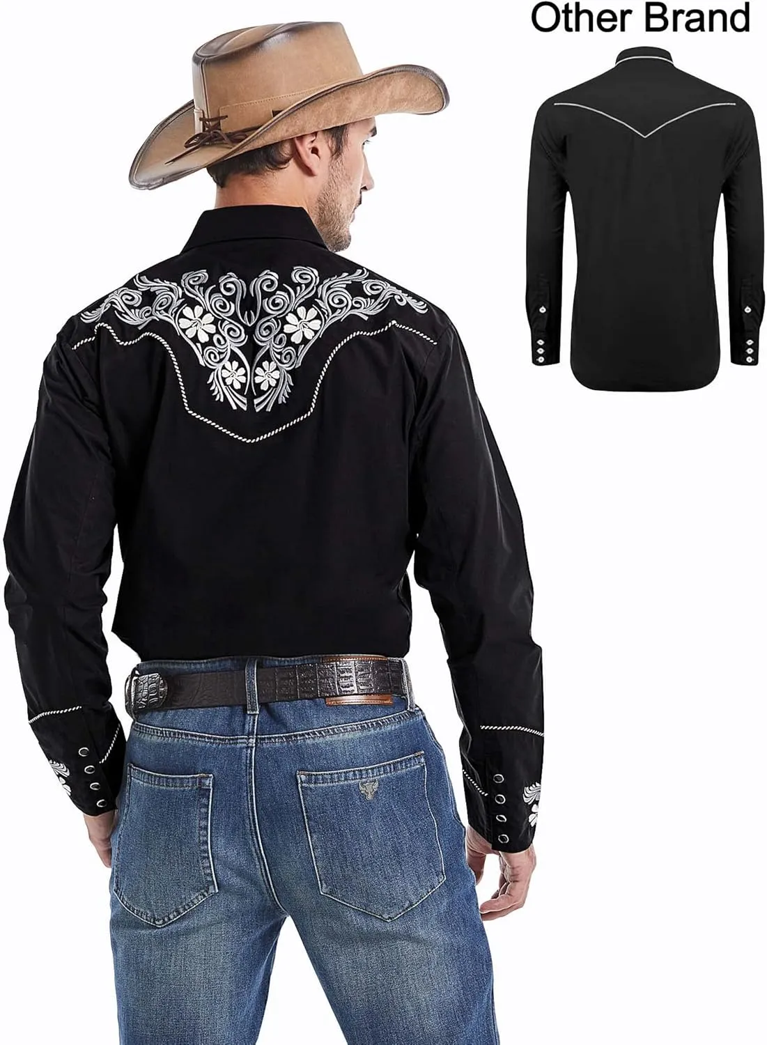 EL PIONERO Men's Western Shirt Long Sleeve Embroidered Cowboy Casual Snap Button Shirt