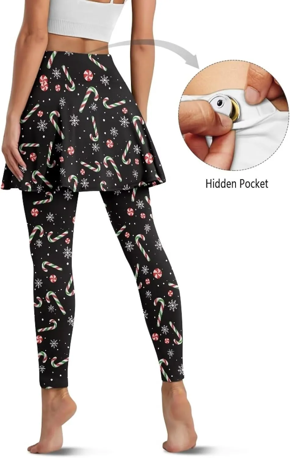 Elastic Golf Leggings with Pockets Capris Yoga Leggings with Skirts