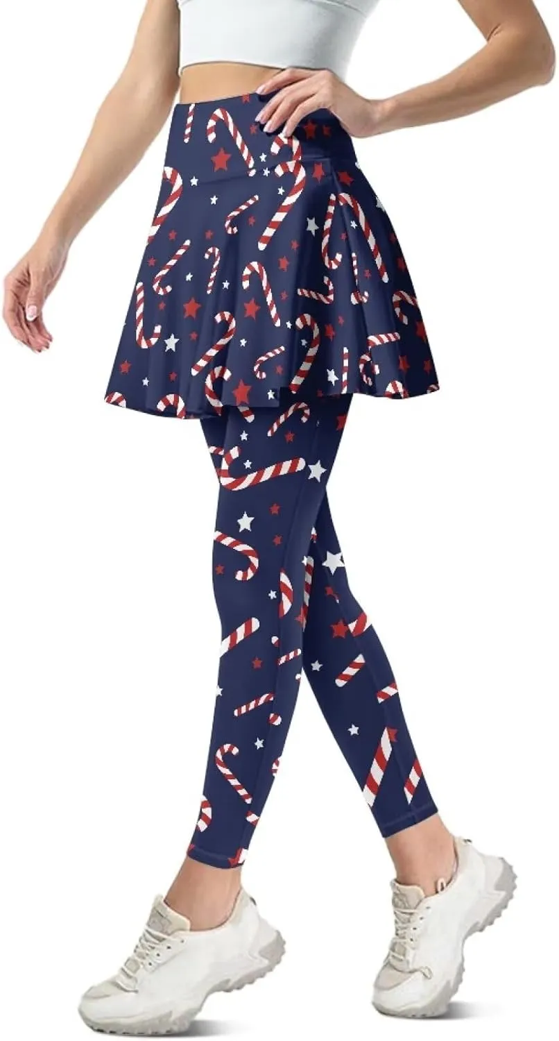 Elastic Golf Leggings with Pockets Capris Yoga Leggings with Skirts