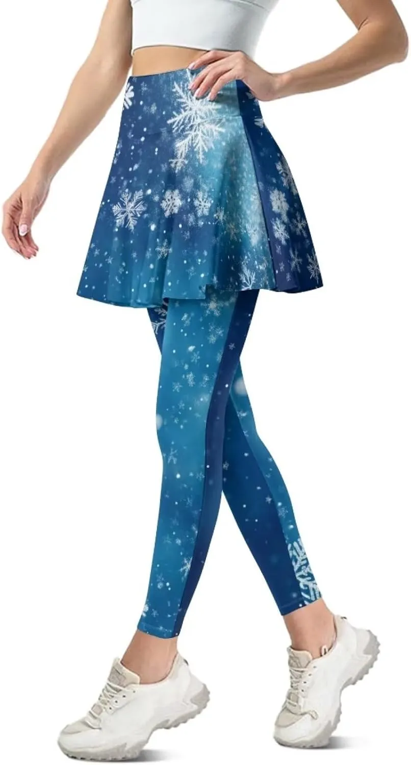 Elastic Golf Leggings with Pockets Capris Yoga Leggings with Skirts