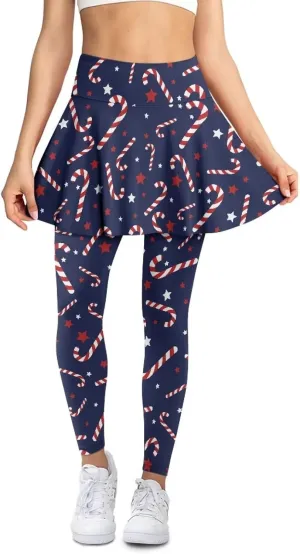 Elastic Golf Leggings with Pockets Capris Yoga Leggings with Skirts
