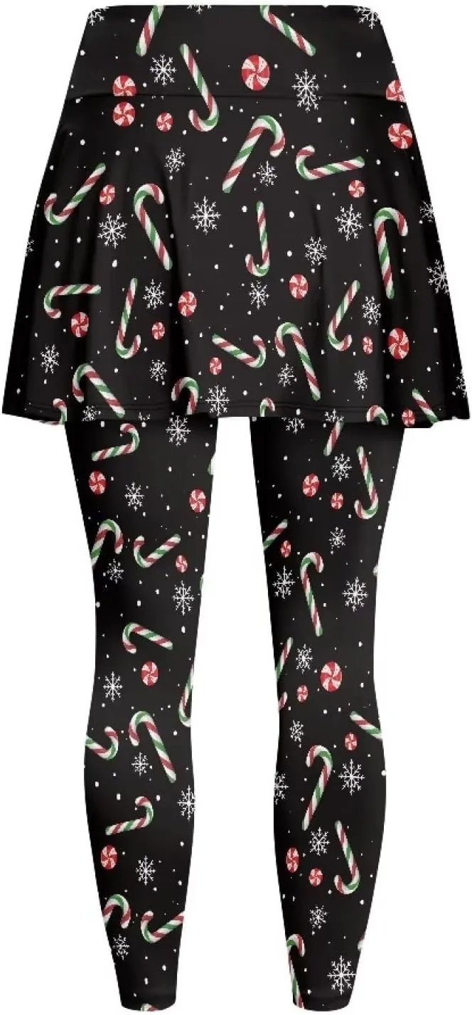 Elastic Golf Leggings with Pockets Capris Yoga Leggings with Skirts