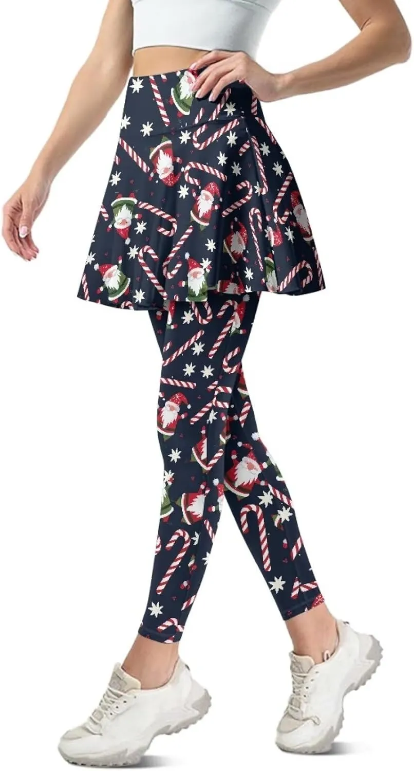Elastic Golf Leggings with Pockets Capris Yoga Leggings with Skirts