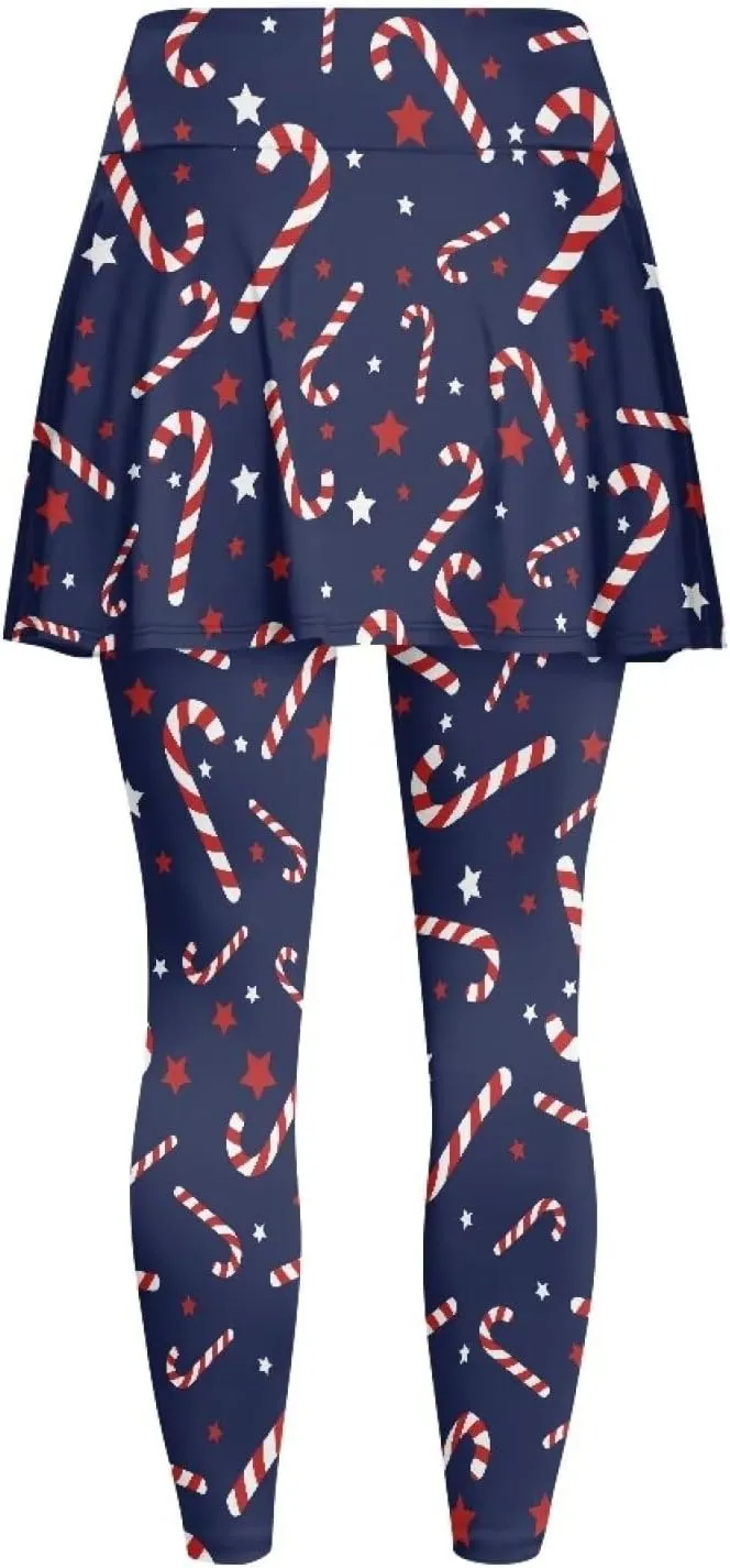 Elastic Golf Leggings with Pockets Capris Yoga Leggings with Skirts