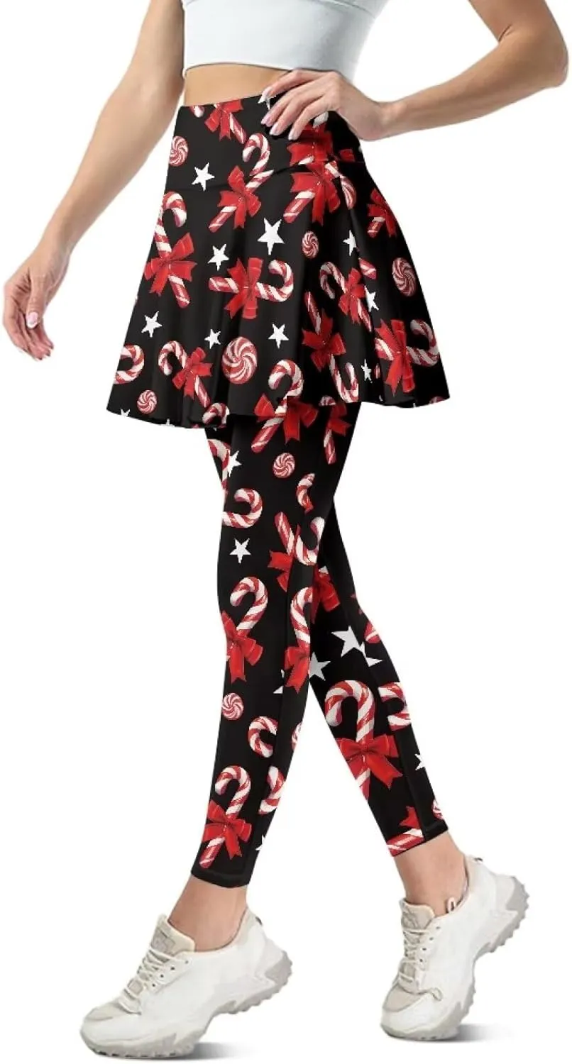 Elastic Golf Leggings with Pockets Capris Yoga Leggings with Skirts