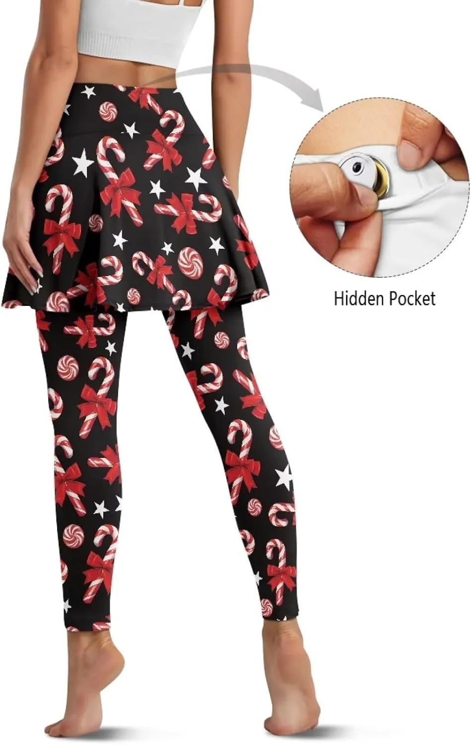 Elastic Golf Leggings with Pockets Capris Yoga Leggings with Skirts