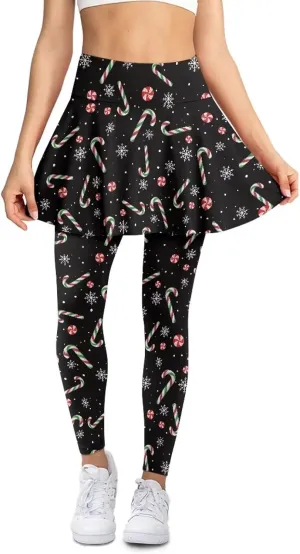 Elastic Golf Leggings with Pockets Capris Yoga Leggings with Skirts
