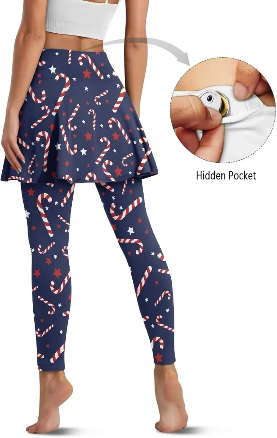 Elastic Golf Leggings with Pockets Capris Yoga Leggings with Skirts