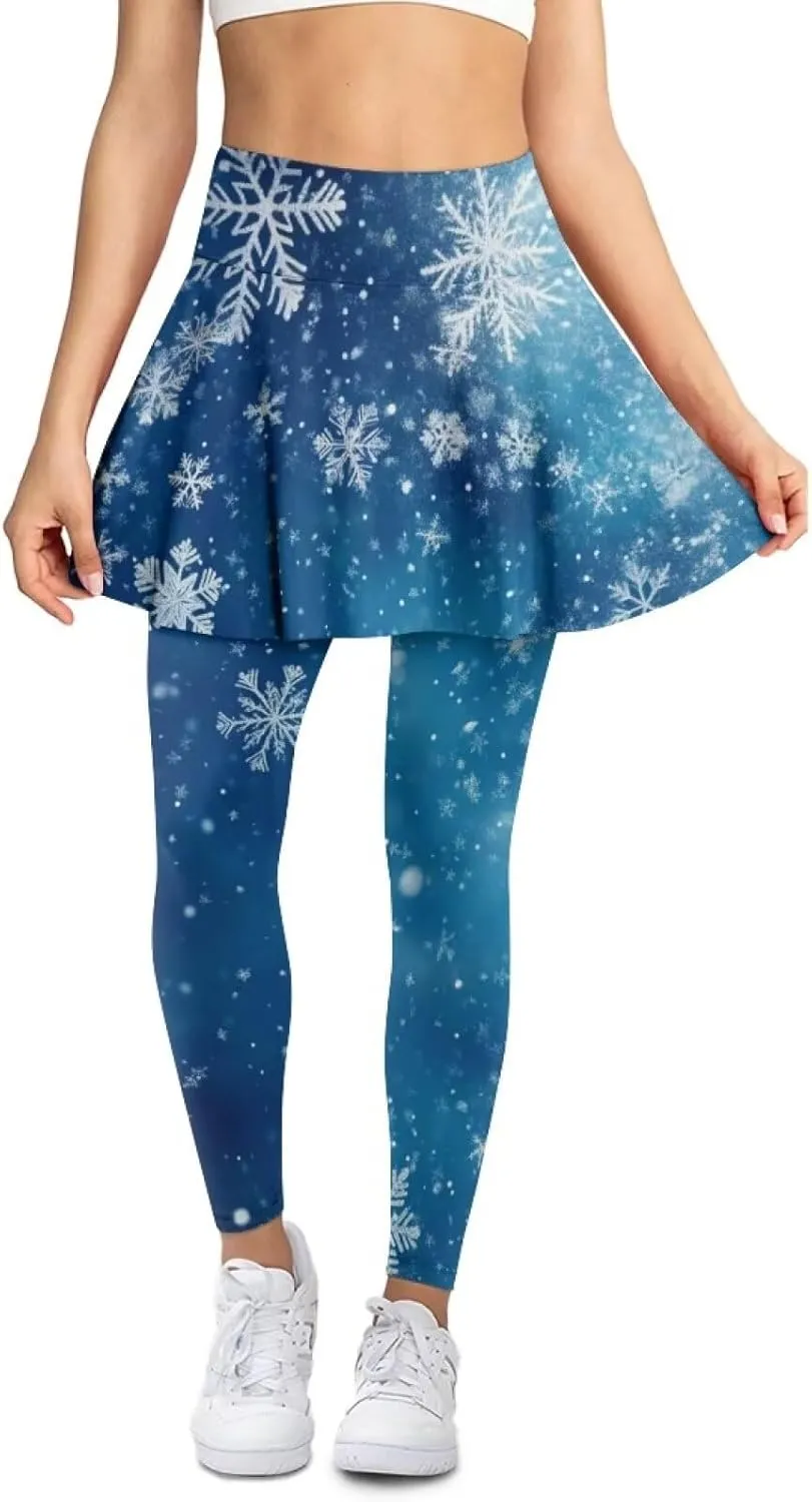 Elastic Golf Leggings with Pockets Capris Yoga Leggings with Skirts