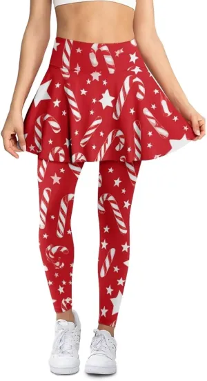 Elastic Golf Leggings with Pockets Capris Yoga Leggings with Skirts