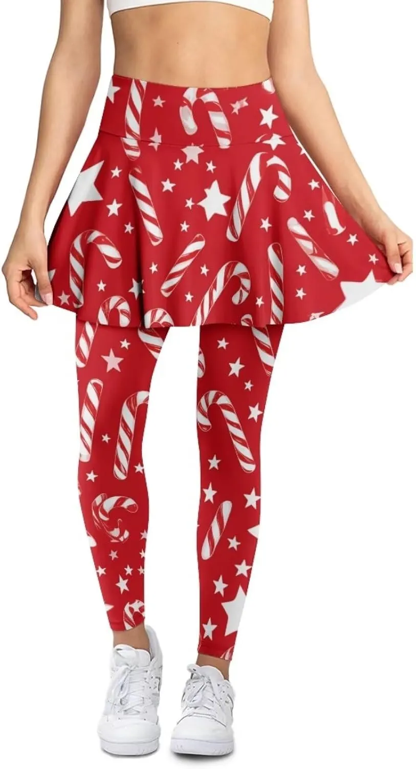 Elastic Golf Leggings with Pockets Capris Yoga Leggings with Skirts