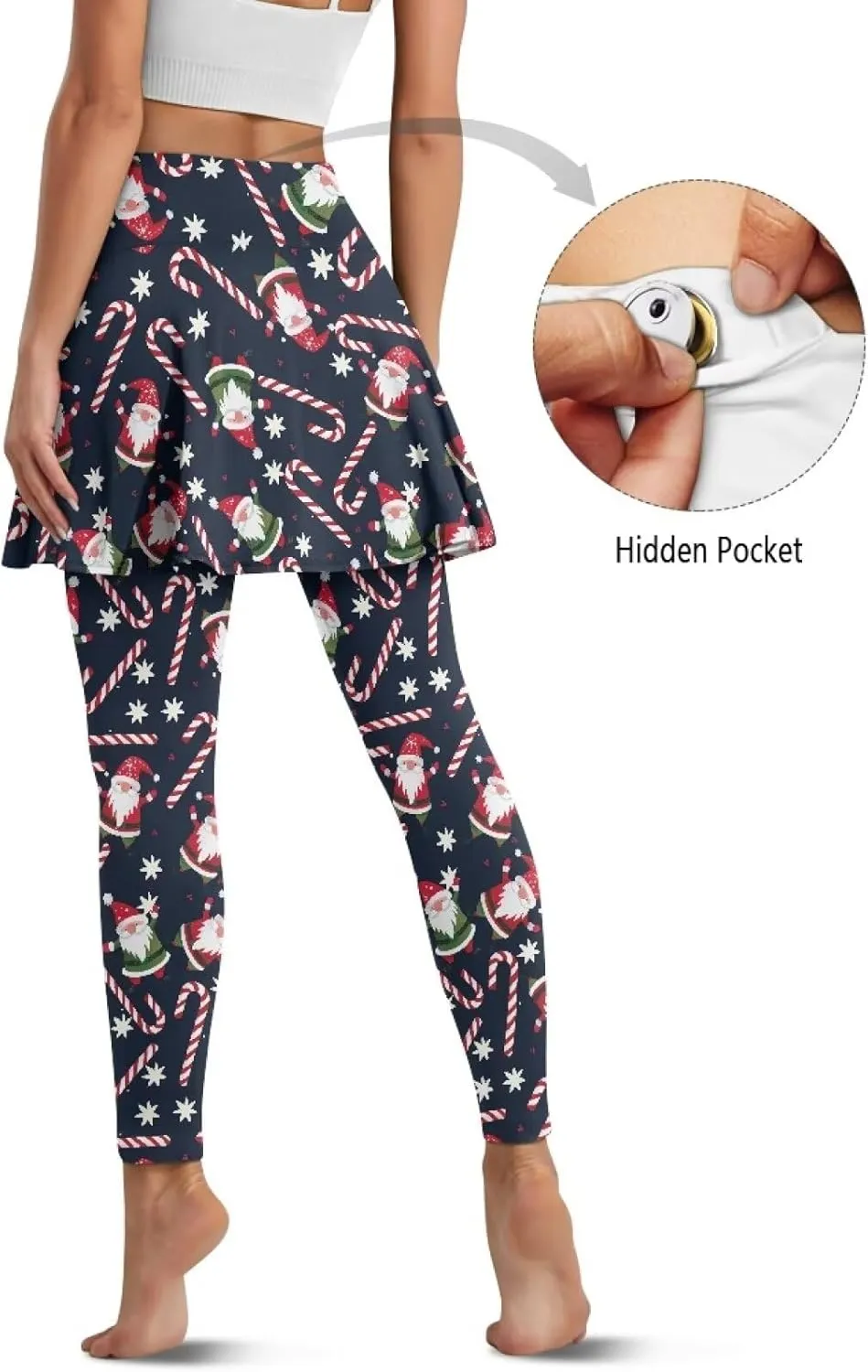 Elastic Golf Leggings with Pockets Capris Yoga Leggings with Skirts