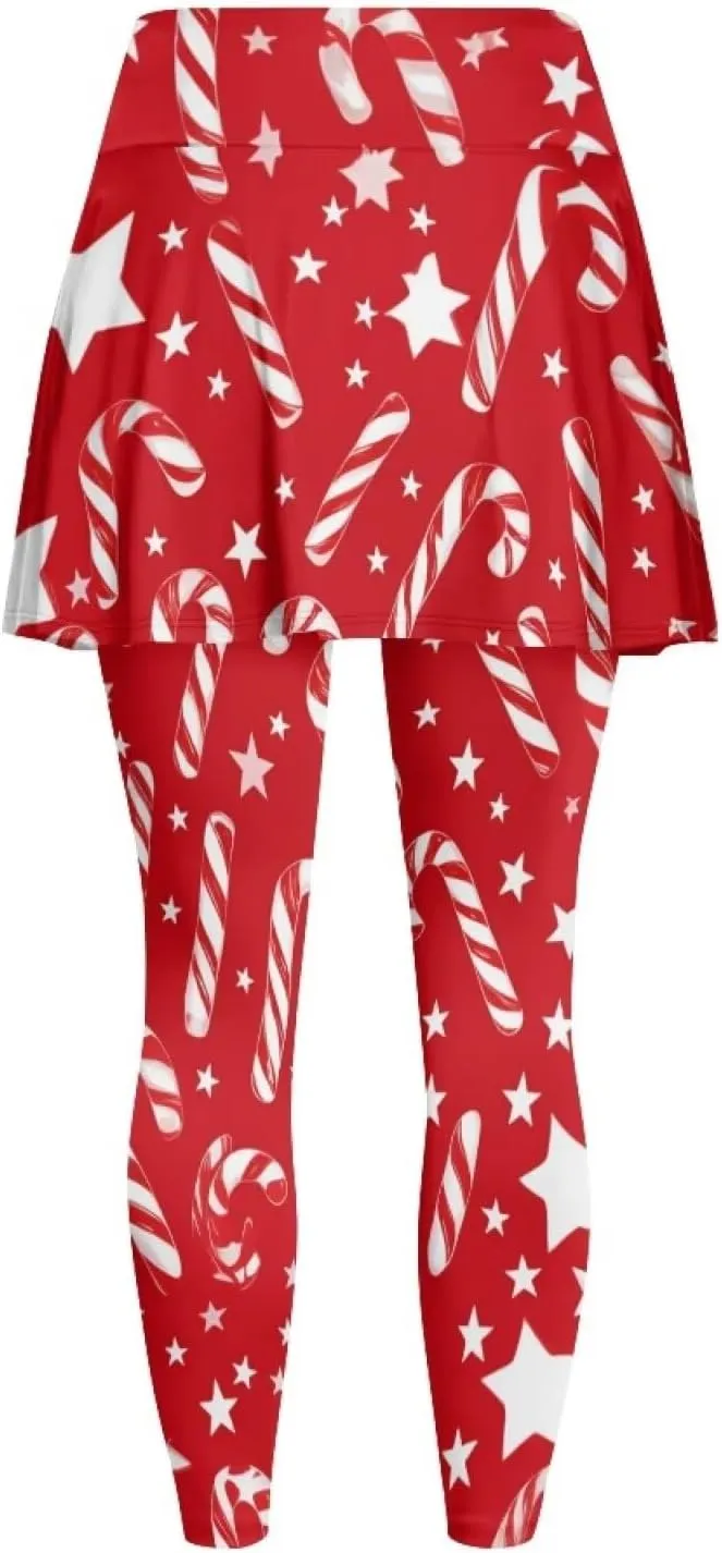 Elastic Golf Leggings with Pockets Capris Yoga Leggings with Skirts