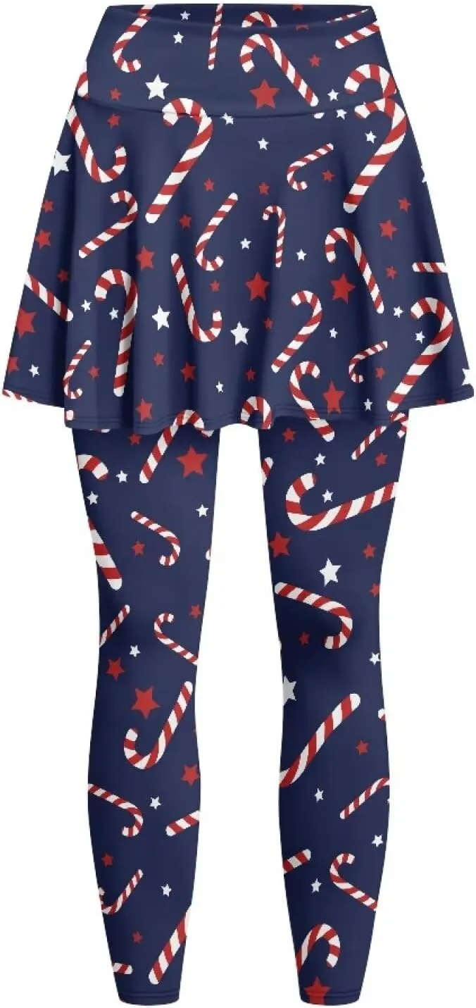 Elastic Golf Leggings with Pockets Capris Yoga Leggings with Skirts