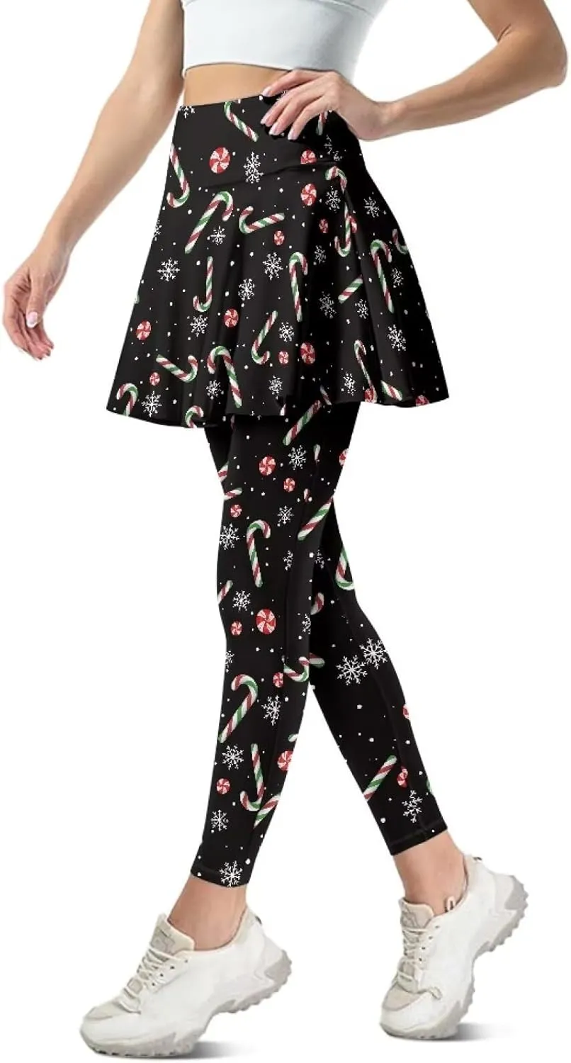 Elastic Golf Leggings with Pockets Capris Yoga Leggings with Skirts
