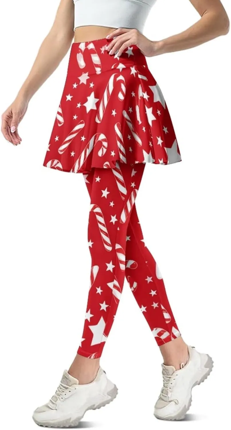 Elastic Golf Leggings with Pockets Capris Yoga Leggings with Skirts