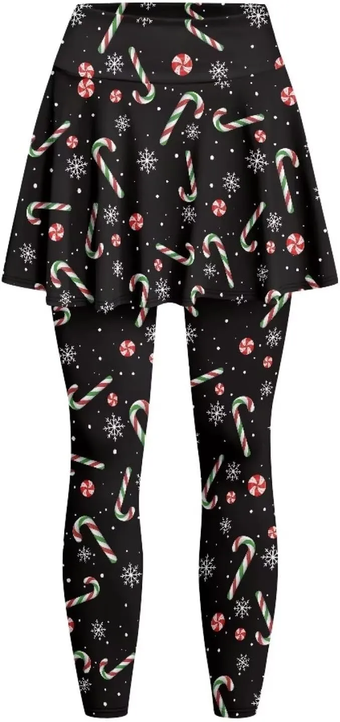 Elastic Golf Leggings with Pockets Capris Yoga Leggings with Skirts