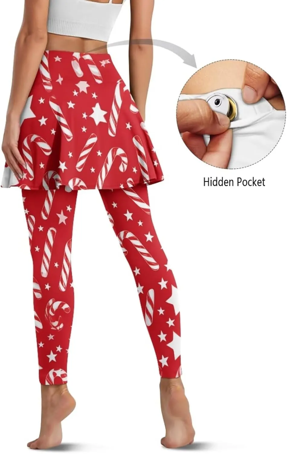 Elastic Golf Leggings with Pockets Capris Yoga Leggings with Skirts