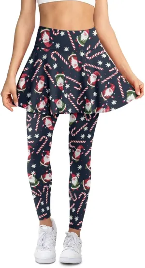 Elastic Golf Leggings with Pockets Capris Yoga Leggings with Skirts