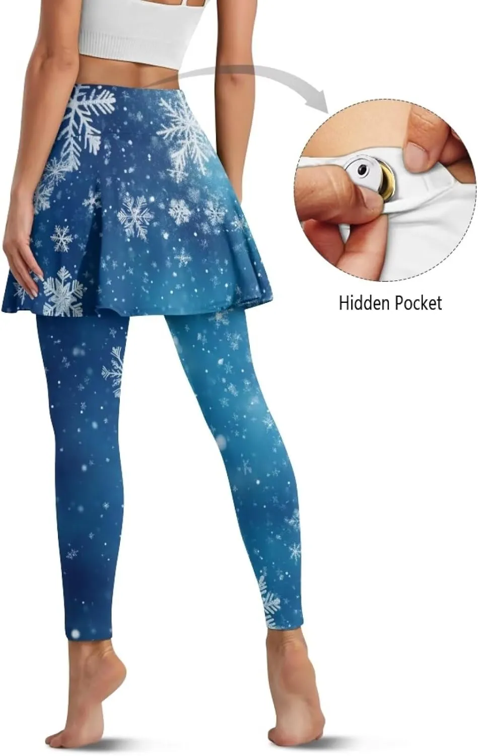 Elastic Golf Leggings with Pockets Capris Yoga Leggings with Skirts