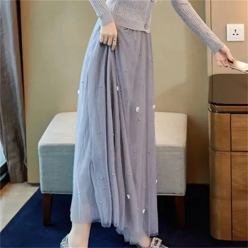 Elegant Mesh Floral Skirt