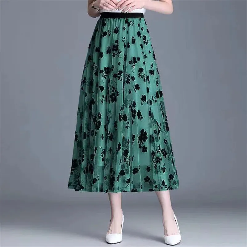 Elegant Mesh Floral Skirt