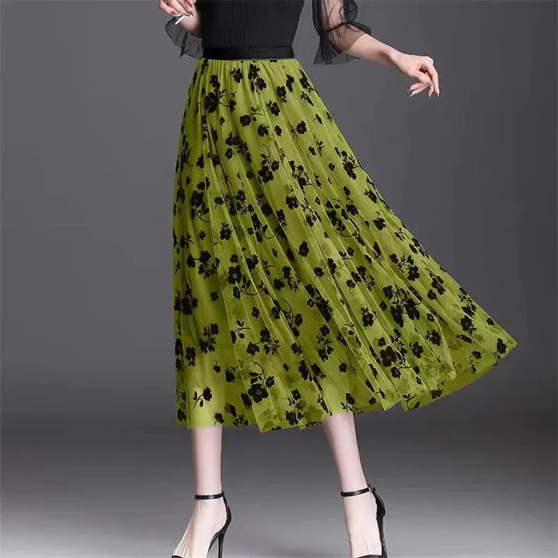 Elegant Mesh Floral Skirt