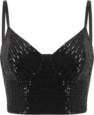Erinaco Women's Rhinestone Diamond Tank Top Color Beaded Sling Tube Top Bustier Vest Crop Top Sexy Corset Bra Summer