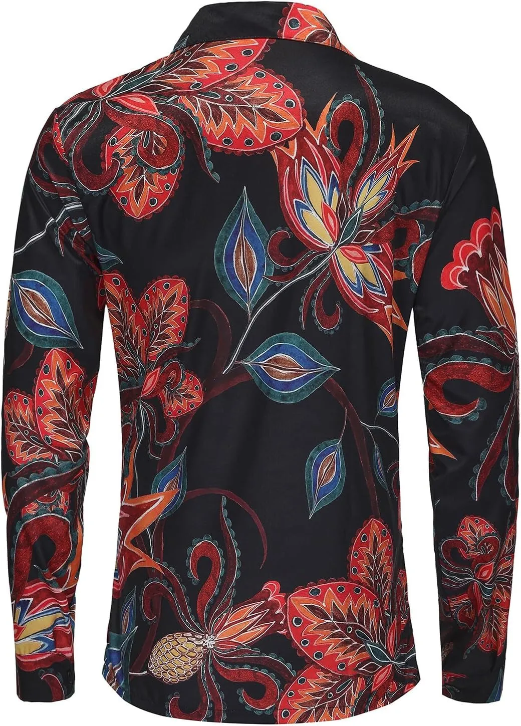 Fashion Casual Printed Shirt Men's Long Sleeve Casual Vacation Hawaiian Button Down Shirt
