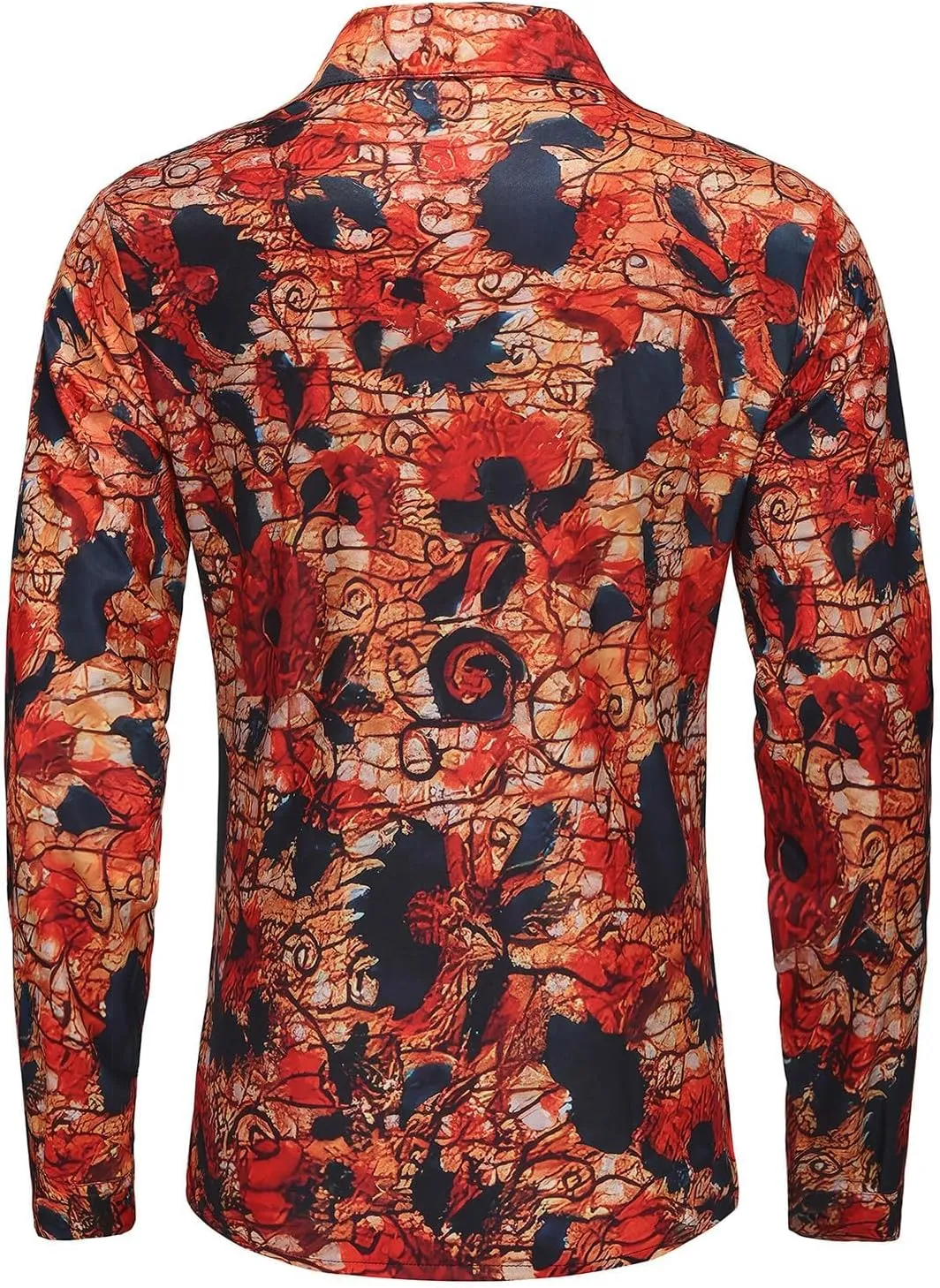 Fashion Casual Printed Shirt Men's Long Sleeve Casual Vacation Hawaiian Button Down Shirt