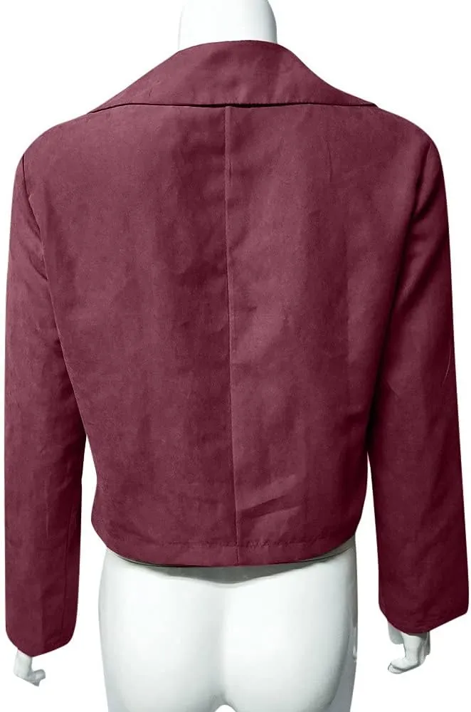 Faux Leather Jacket for Women Zip Up Plus Size Jacket Long Sleeve Motorcycle Jacket Spring Fall Y2K Cool Coat
