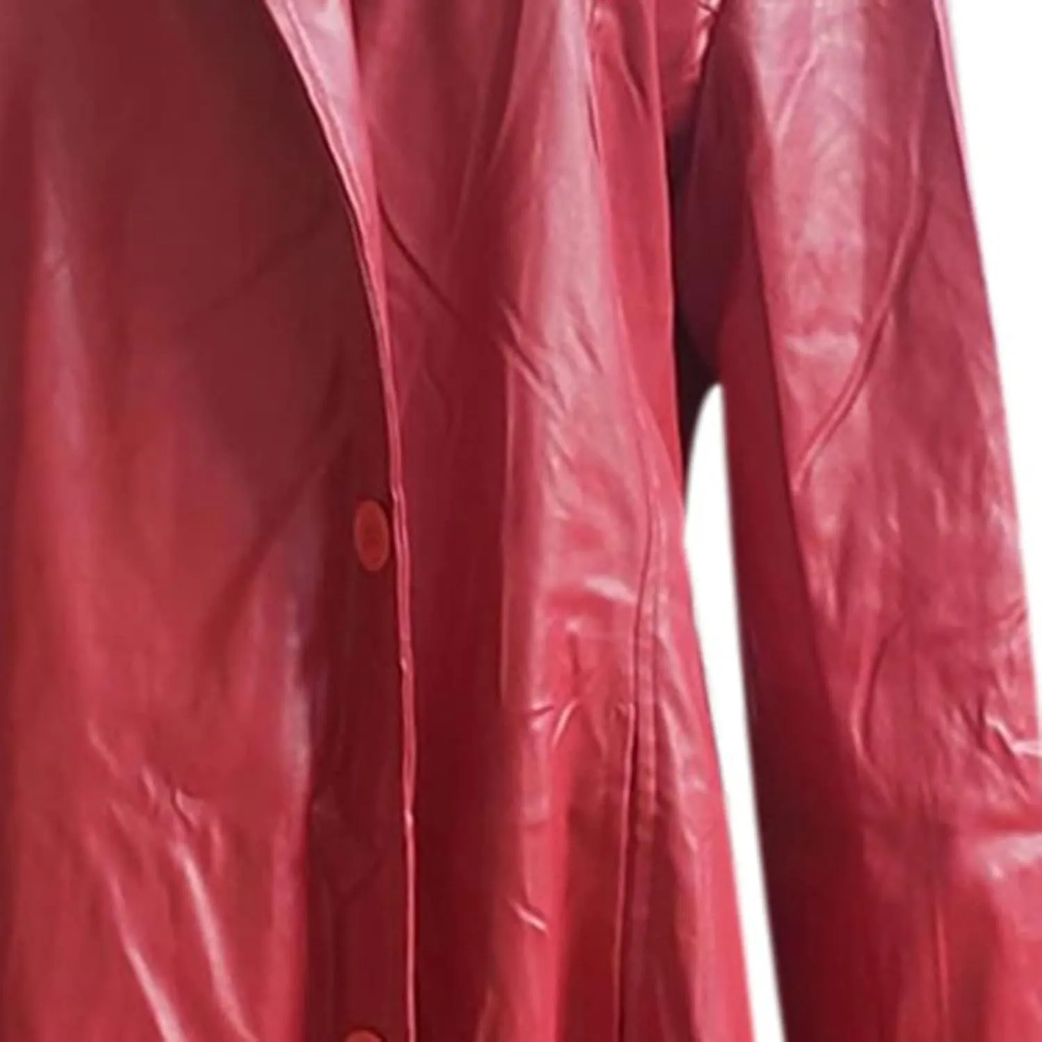 Faux Leather Jacket Men Full Length Trench Coat Notched Collar Long Jacket Vintage Motorcycle Coats Steampunk Overcoat