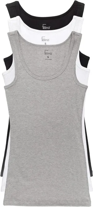 Felina Cotton Ribbed Tank Top - Class Tank Top for Women, Workout Tank Top for Women (Color Options Available)