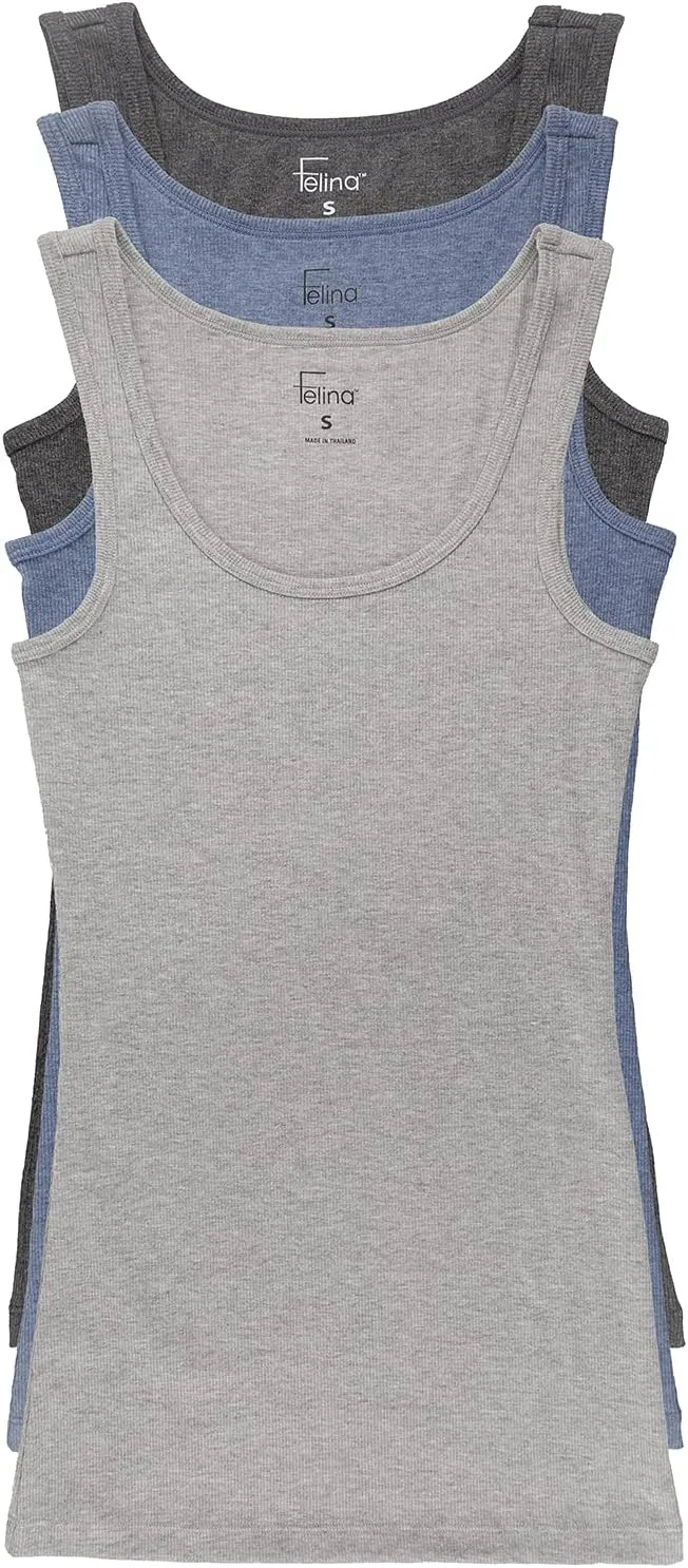 Felina Cotton Ribbed Tank Top - Class Tank Top for Women, Workout Tank Top for Women (Color Options Available)