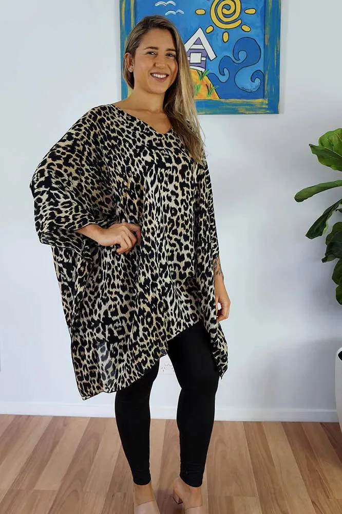Festive Animal Print Kaftan Top Tunic