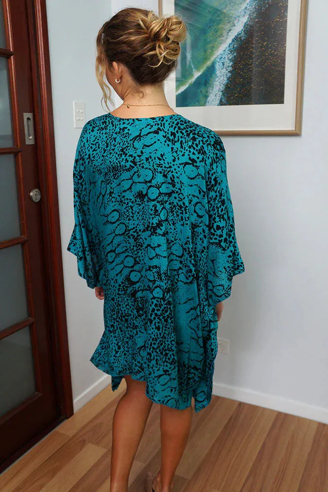 Festive Animal Print Kaftan Top Tunic
