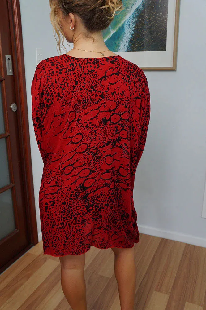 Festive Animal Print Kaftan Top Tunic