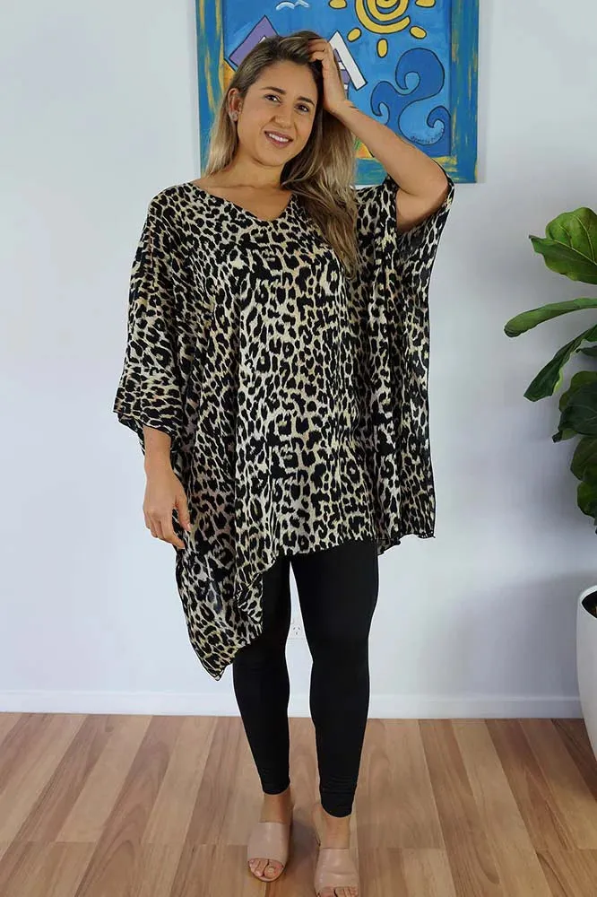 Festive Animal Print Kaftan Top Tunic