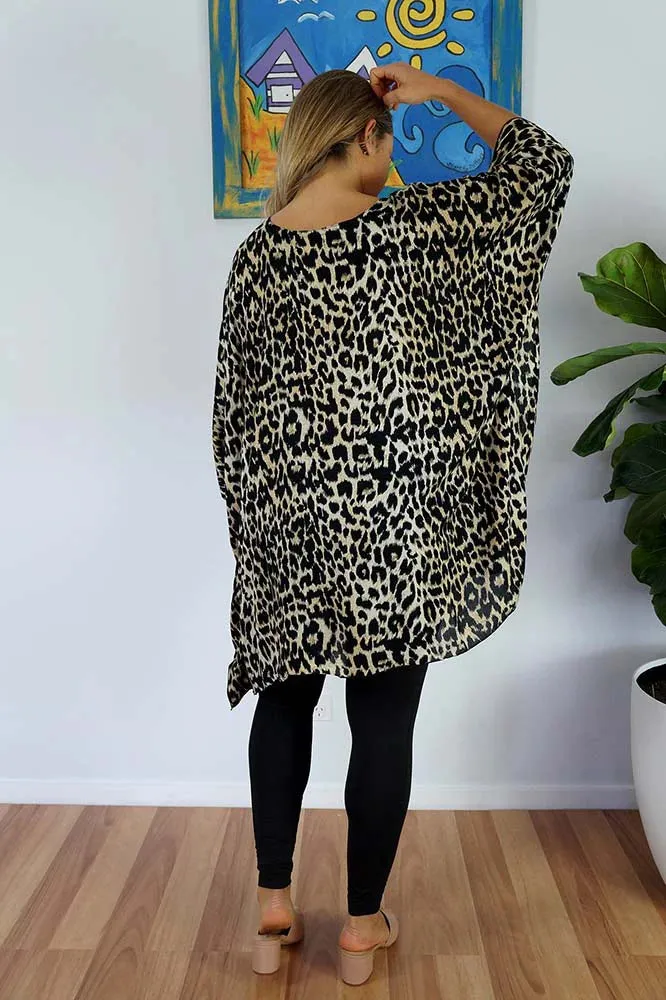 Festive Animal Print Kaftan Top Tunic